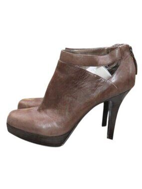 Nine West Brown Vegan Leather Platform Booties Ankle Boots Heels Stilettos 10